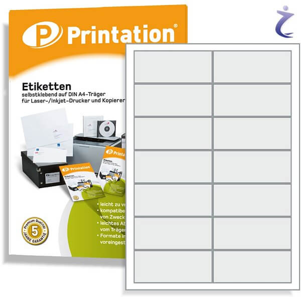 Printation Etiketten 95 x 40 mm weiß - 140 Aufkleber 95x40 bedruckbar