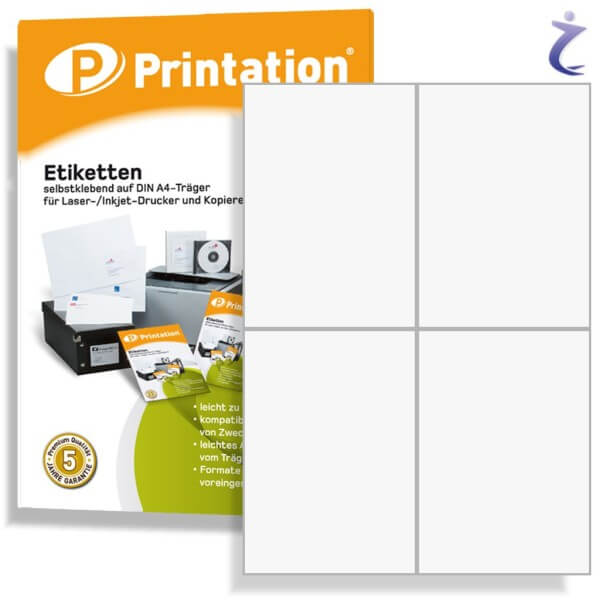 Printation Etiketten 105 x 148,5 weiß  40 Versandetiketten 105x148 A4