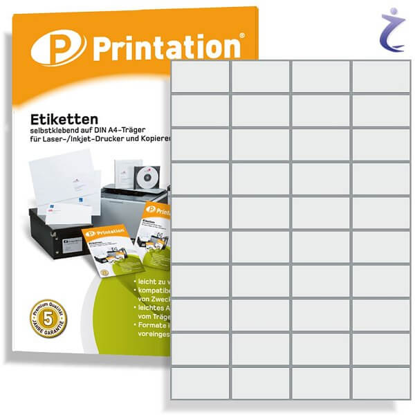 Printation Etiketten 52,5 x 29,7 mm weiß - 400 Aufkleber 52,5x29,7 A4