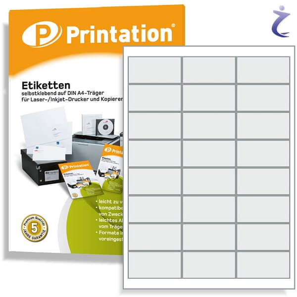 Printation Etiketten 66 x 33,9 weiß - 240 Aufkleber 66x33,9 bedruckbar