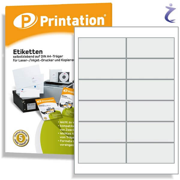 Printation Etiketten 97 x 42,3 mm weiß -120 Adressetiketten 97x42,3 2x6